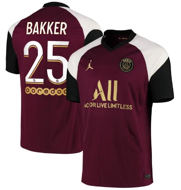 PSG Football Kit Third Soccer Jersey Bakker 25 2020/21